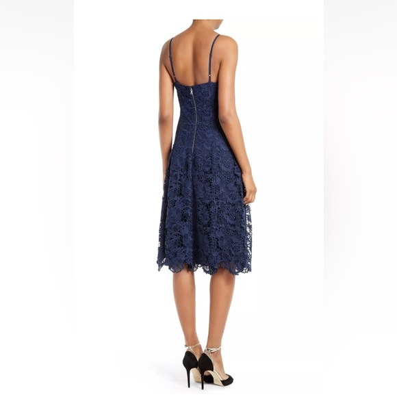 Alice + Olivia Naomi Spaghetti Strap Lace Dress in Sapphire-size 10 - Picture 3 of 9